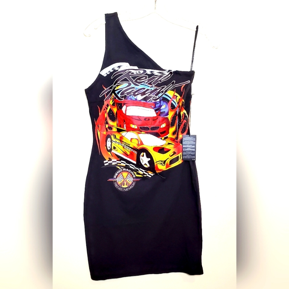 Forever 21 Reno Racing One Shoulder Bodycon Dress Size Medium